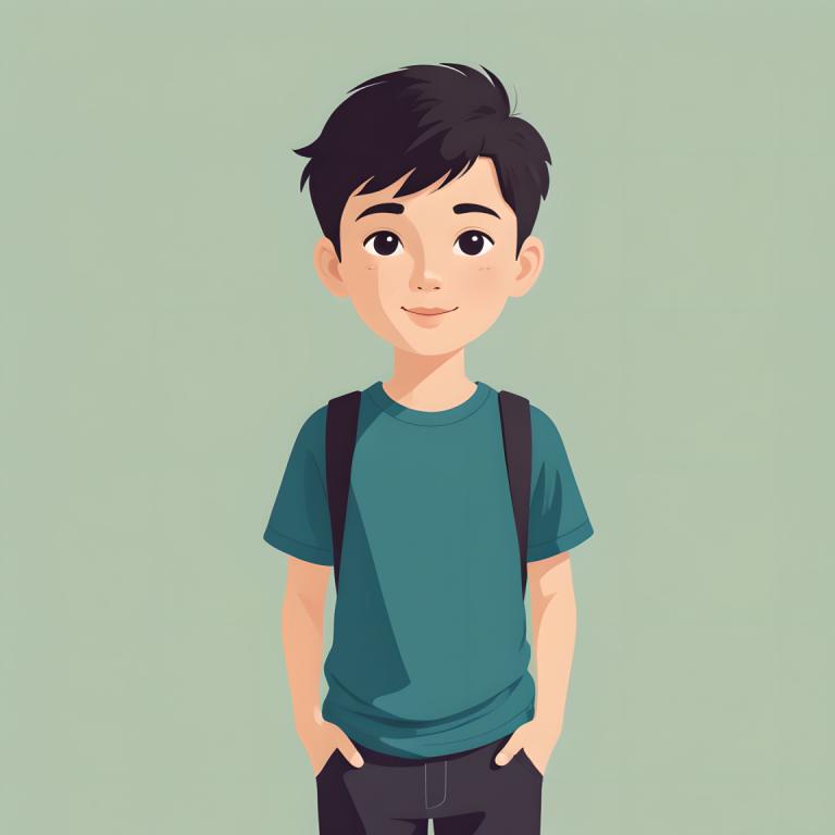 Illustration,Illustration, People, boy, 1boy, solo, male focus, shirt, black hair, simple background