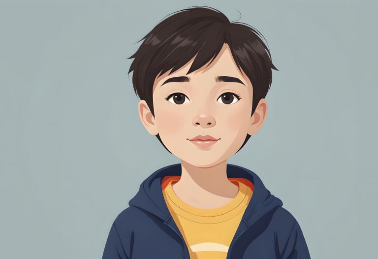 イラスト,イラスト, 人物, 少年, ソロ, シンプルな背景, 視聴者を見ている, シャツ, 黒髪, 男性の焦点, 黒目, 男の子1名, フード, 上半身, ショートヘア, 茶色の目, 黄色のシャツ, 唇, 灰色の背景