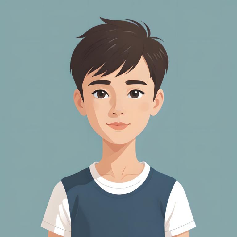 Illustration,Illustration, People, boy, solo, brown hair, simple background, brown eyes, shirt