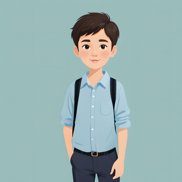 Illustration,Illustration, People, boy, 1boy, male focus, solo, brown hair, brown eyes, shirt, smile