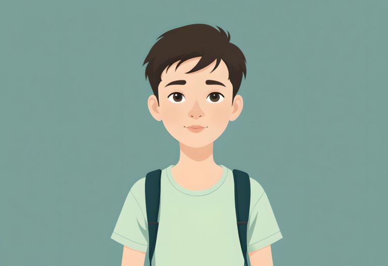 Illustration,Illustration, People, boy, solo, 1boy, male focus, shirt, backpack, simple background