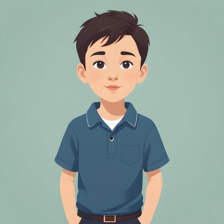 Illustration,Illustration, People, boy, solo, 1boy, male focus, shirt, belt, brown hair, simple background