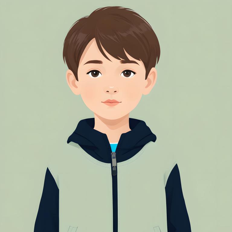 Illustration,Illustration, People, boy, brown hair, solo, brown eyes, simple background, looking at viewer