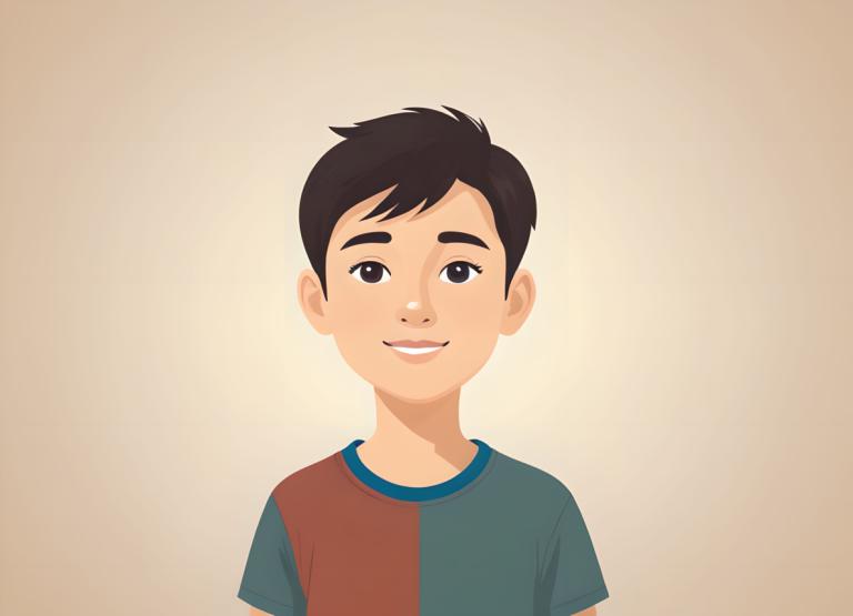 Illustration,Illustration, People, boy, 1boy, male focus, solo, smile, shirt, looking at viewer, black hair