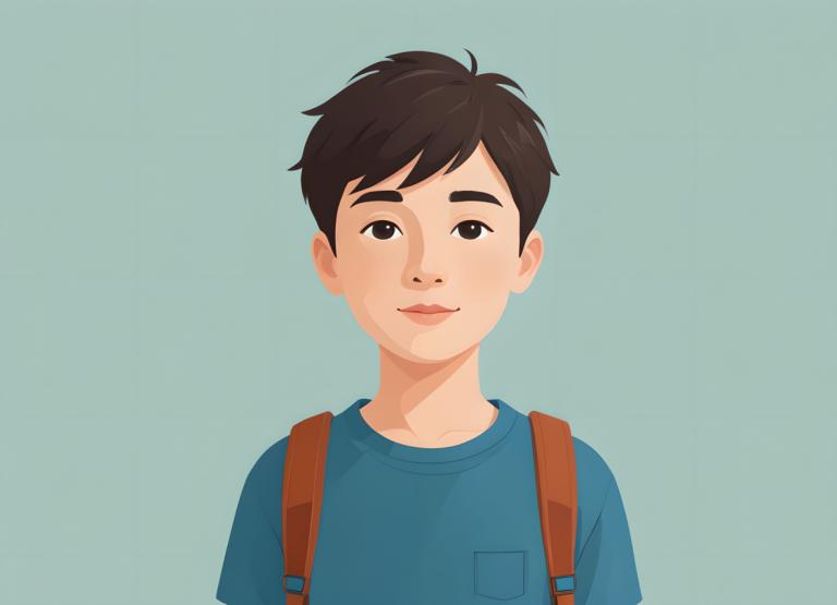 Illustration,Illustration, People, boy, 1boy, solo, male focus, shirt, blue shirt, simple background