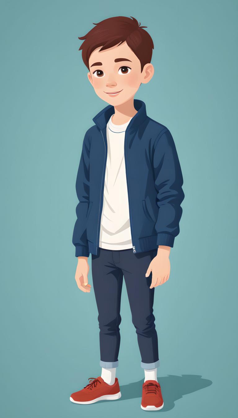 Illustration,Illustration, People, boy, 1boy, male focus, brown hair, solo, brown eyes, jacket, shirt