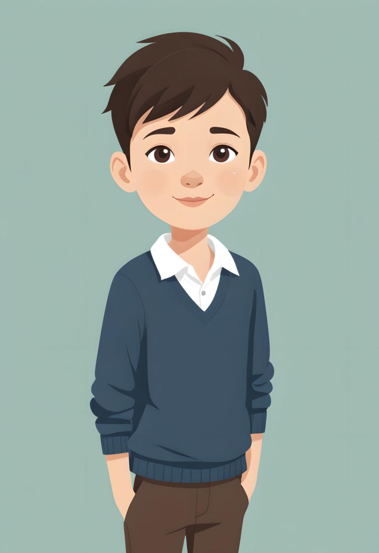 Illustration,Illustration, People, boy, 1boy, male focus, solo, brown hair, smile, brown eyes