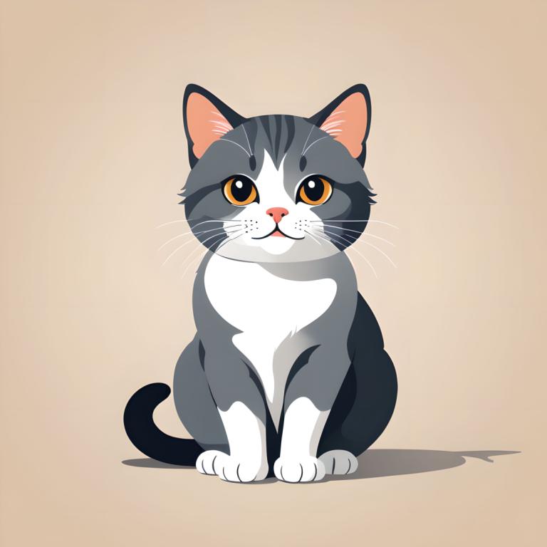 Illustration,Illustration, Animal, cat, no humans, animal focus, cat, looking at viewer, simple background