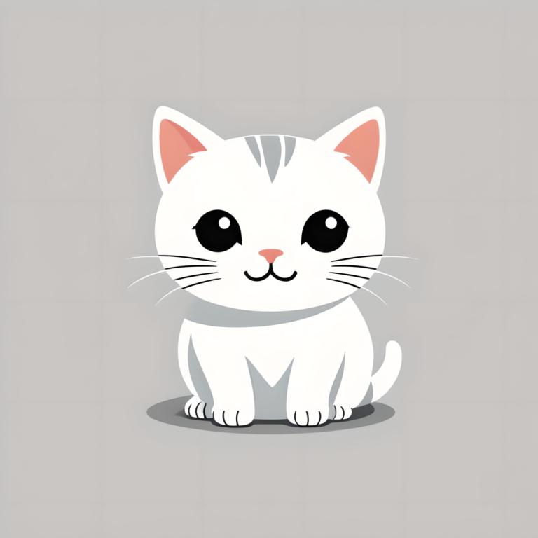 Illustration,Illustration, Animal, cat, no humans, cat, animal focus, grey background, :3, simple background