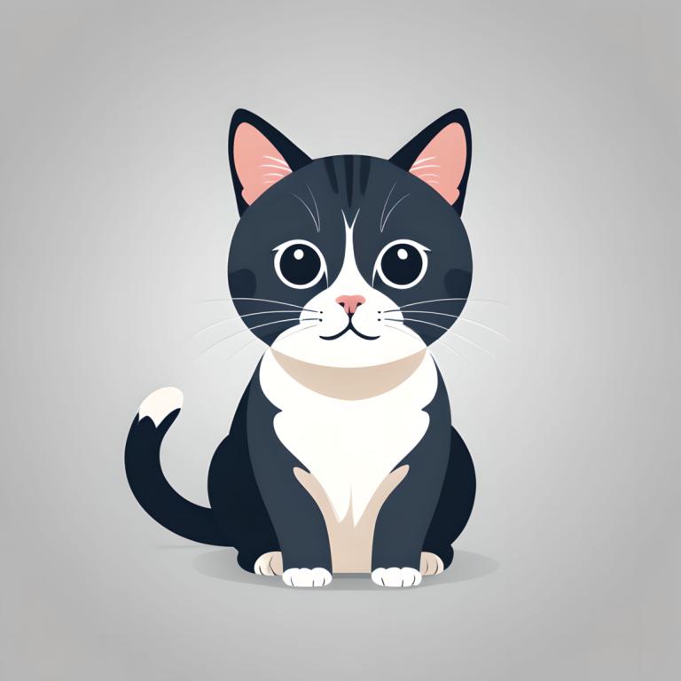 イラスト,イラスト, 動物, 猫, 人間がいない, 動物の焦点, 猫, 視聴者を見ている, 座っている, 灰色の背景, シンプルな背景, 動物, 全身, :3, 黒目, ひげ, グラデーションの背景, 勾配