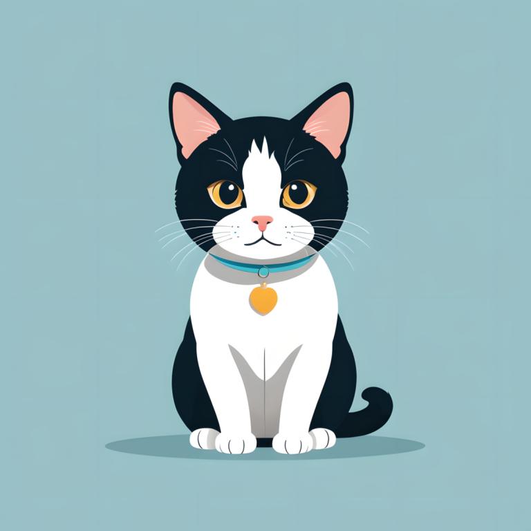 Illustration,Illustration, Animal, cat, no humans, animal focus, cat, simple background, collar