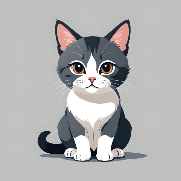 Illustration,Illustration, Animal, cat, no humans, animal focus, cat, grey background, looking at viewer