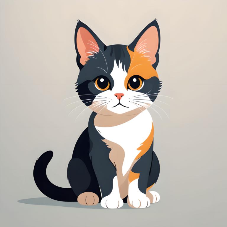 Illustration,Illustration, Animal, cat, no humans, animal focus, cat, looking at viewer, simple background