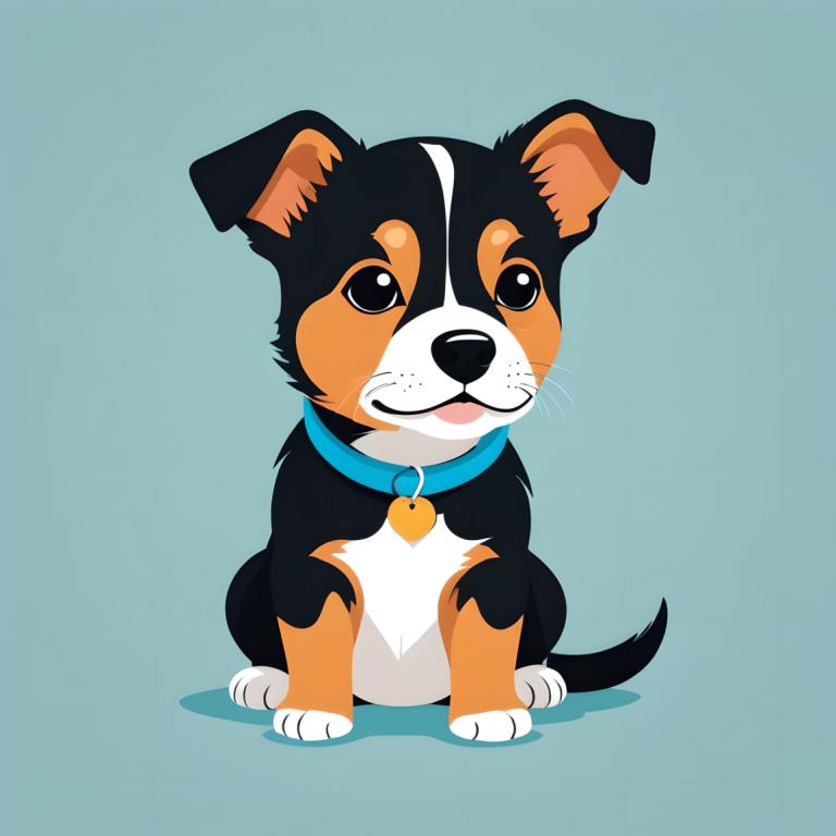 Illustration,Illustration, Animal, dog, no humans, dog, animal focus, sitting, simple background, collar