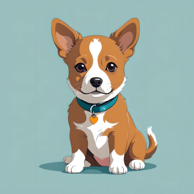 Illustration,Illustration, Animal, dog, no humans, animal focus, dog, collar, simple background