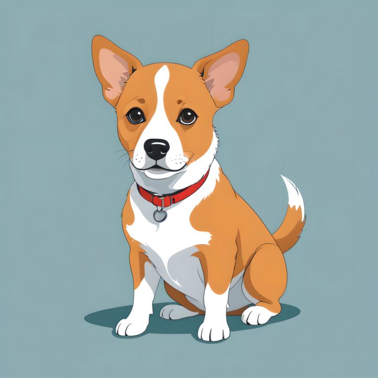 Illustration,Illustration, Animal, dog, no humans, dog, animal focus, shiba inu, collar, simple background