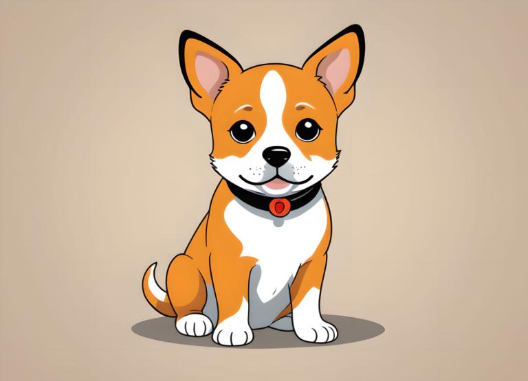 Illustration,Illustration, Animal, dog, no humans, dog, animal focus, simple background, collar, shiba inu