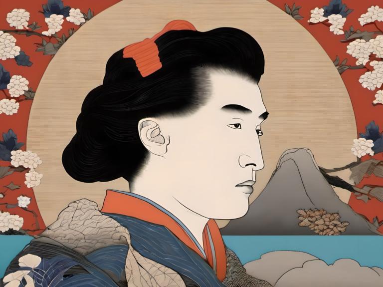 Ukiyo-E,Ukiyo-E, Mọi người, người đàn ông, đấu, sự nhại lại mỹ thuật, tóc đen, Fuji Mount, 1 cô gái