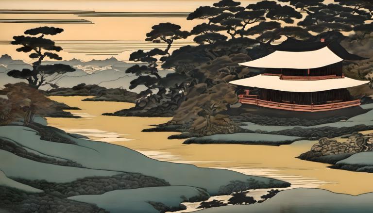 Ukiyo-E,Ukiyo-E, Natur, landskap, ingen mennesker, natur, tre, utendørs, østasiatisk arkitektur, arkitektur