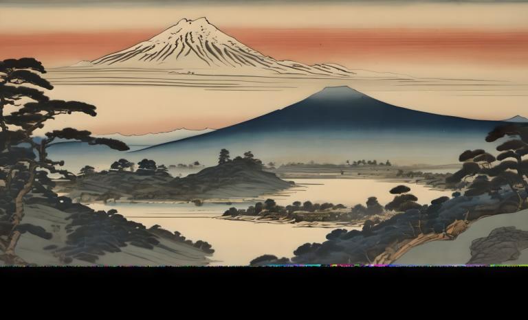 Ukiyo-E,Ukiyo-E, Naturaleza, paisaje, montaña, escenario, no humanos, árbol, paisaje, al aire libre, cielo