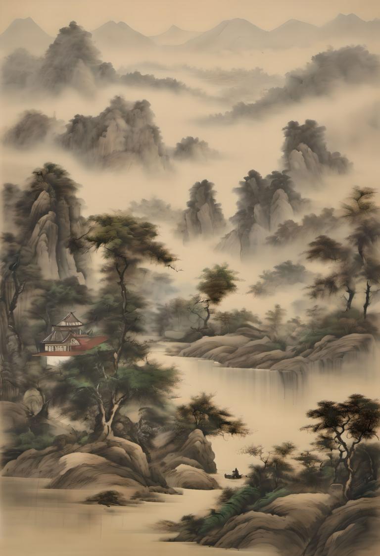 Chinese Paintings,Chinese Paintings, Nature, landscape, scenery, tree, nature, mountain, landscape, forest