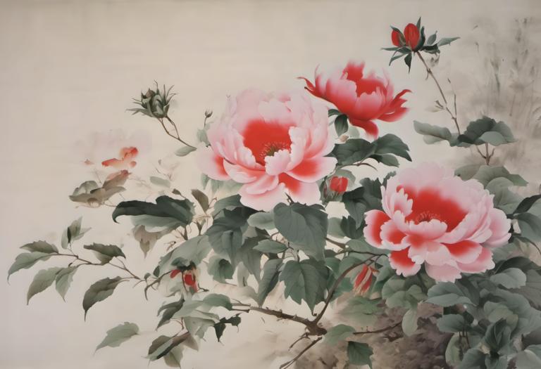 Chinese Paintings,Chinese Paintings, Nature, flowers, no humans, flower, still life, traditional media