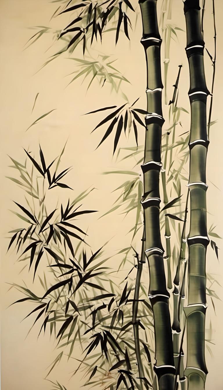 Chinese Paintings,Chinese Paintings, Nature, bamboo, bamboo, no humans, bamboo forest, nature, monochrome