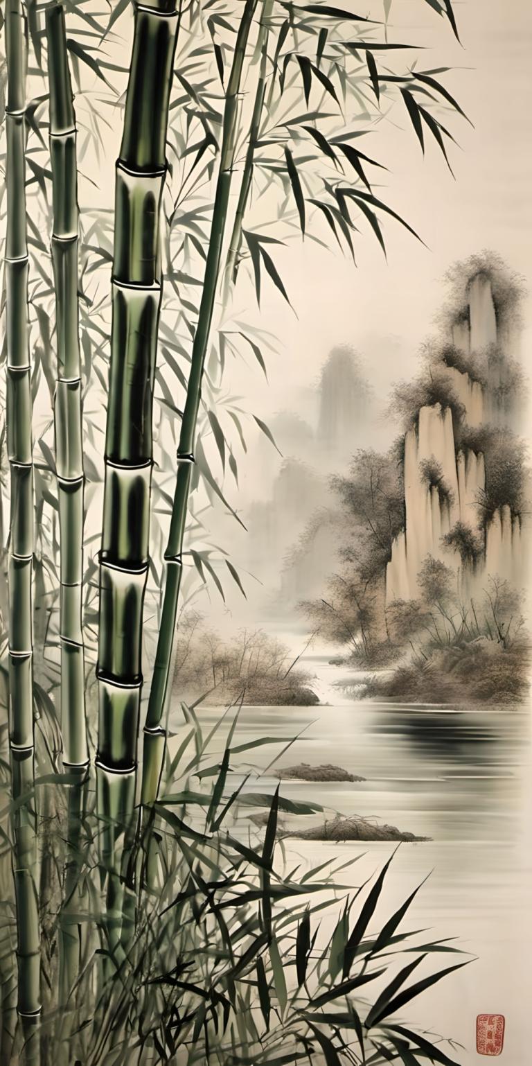 Chinese Paintings,Chinese Paintings, Nature, bamboo, no humans, bamboo, nature, forest, bamboo forest