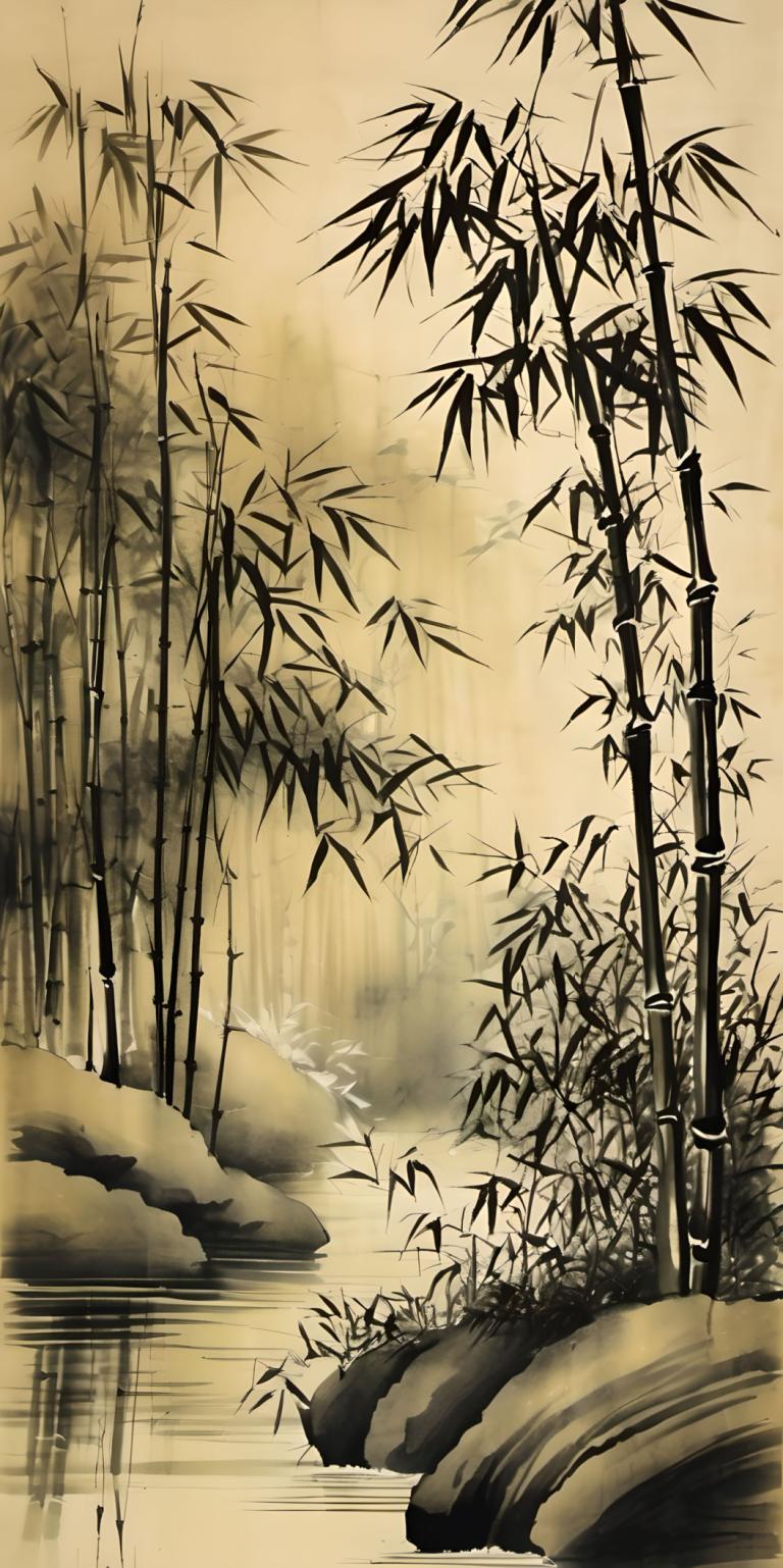 Chinese Paintings,Chinese Paintings, Nature, bamboo, no humans, bamboo, nature, forest, bamboo forest