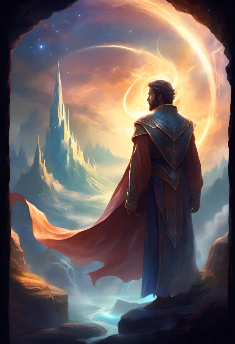 Fantasy Art,Fantasy Art, People, man, 1boy, male focus, cape, solo, sky, from behind, cloud, moon, standing