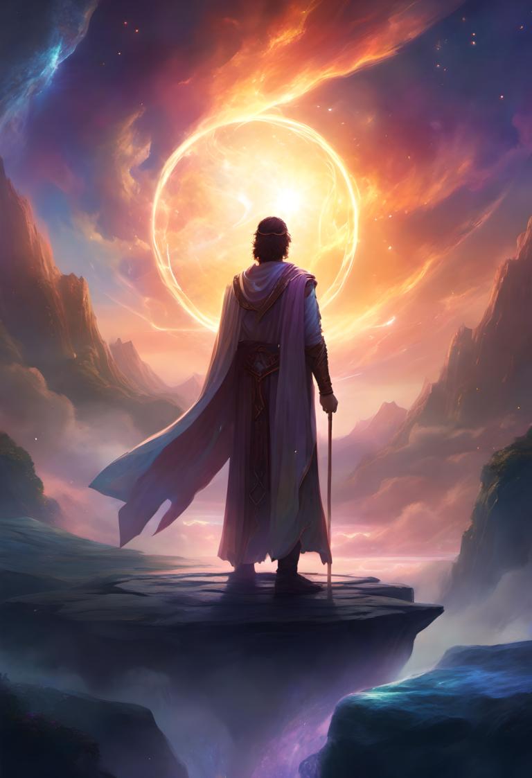 Fantasy Art,Fantasy Art, People, man, 1boy, male focus, cape, solo, moon, sky, cloud, from behind, standing