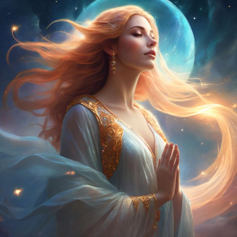 Fantasy Art,Fantasy Art, People, woman, 1girl, jewelry, long hair, solo, earrings, closed eyes, moon