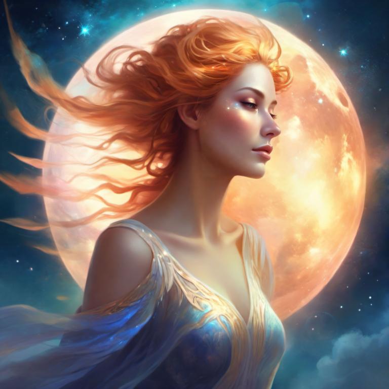 Art Fantastique,Art Fantastique, Personnes, femme, 1fille, solo, lune, ciel, robe, ciel étoilé)