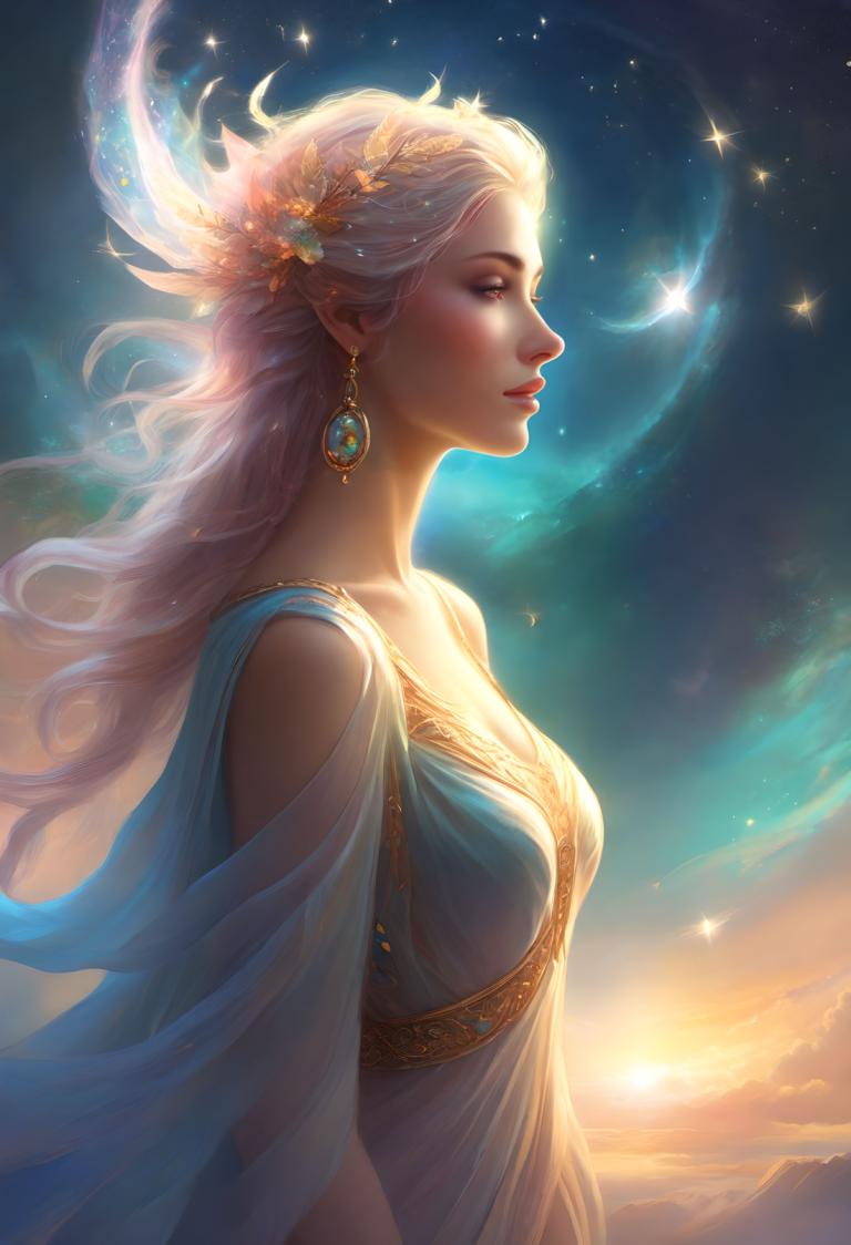 Fantasy Art,Fantasy Art, People, woman, 1girl, solo, jewelry, long hair, earrings, sky, pointy ears