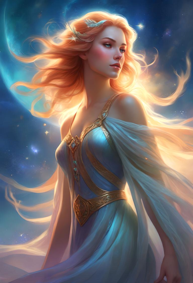 Fantasy Art,Fantasy Art, People, woman, 1girl, solo, dress, long hair, blonde hair, blue eyes, breasts