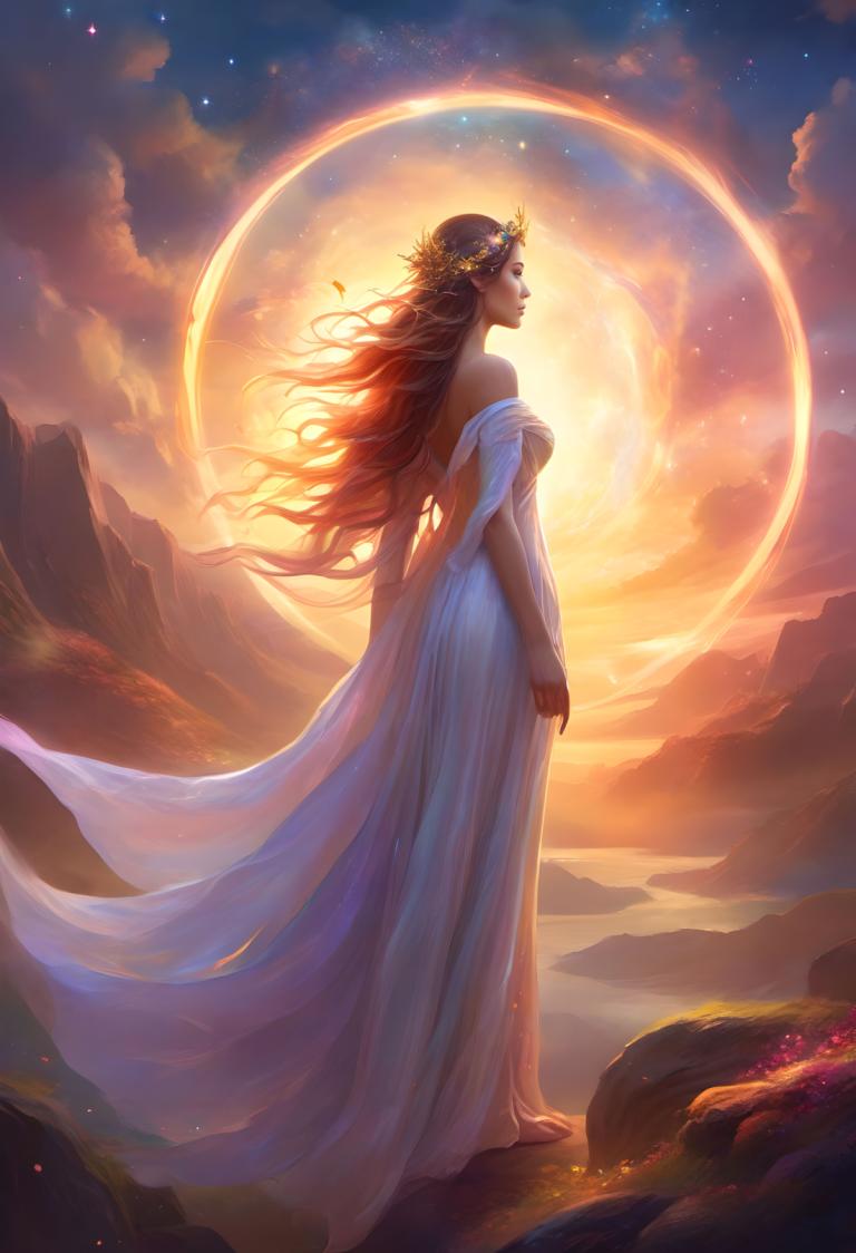 Fantasy Art,Fantasy Art, People, woman, 1girl, solo, long hair, dress, moon, sky, brown hair, bare shoulders