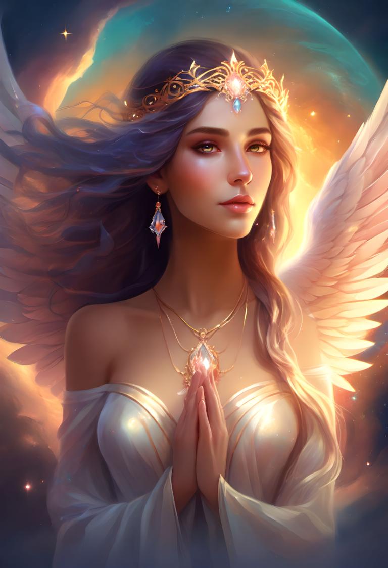 Fantasy Art,Fantasy Art, People, woman, 1girl, solo, jewelry, wings, earrings, long hair, angel wings