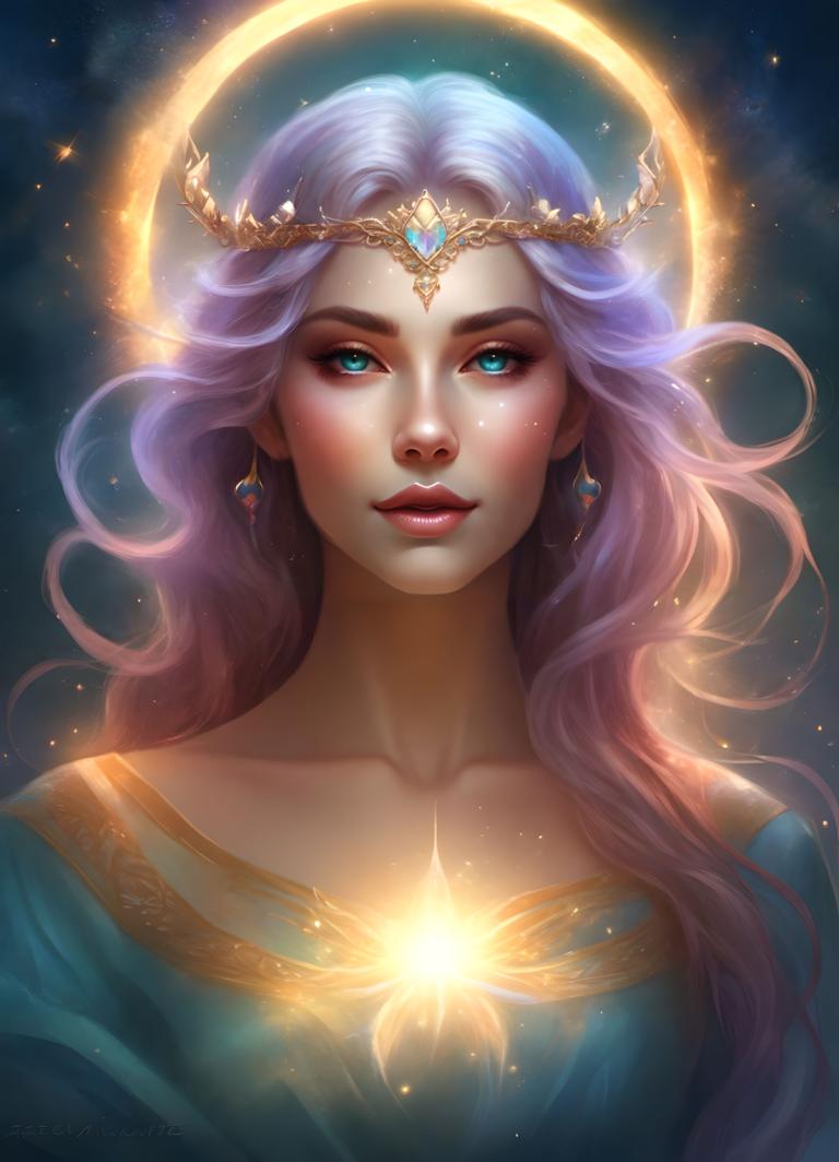 Fantasy Art,Fantasy Art, People, woman, 1girl, solo, jewelry, long hair, earrings, halo, looking at viewer