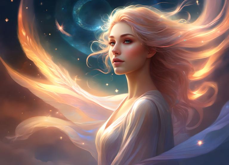 Fantasy Art,Fantasy Art, People, woman, 1girl, solo, long hair, lips, blonde hair, blue eyes, moon