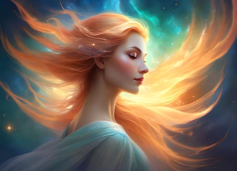 Fantasy Art,Fantasy Art, People, woman, 1girl, solo, long hair, closed eyes, floating hair, lips, makeup