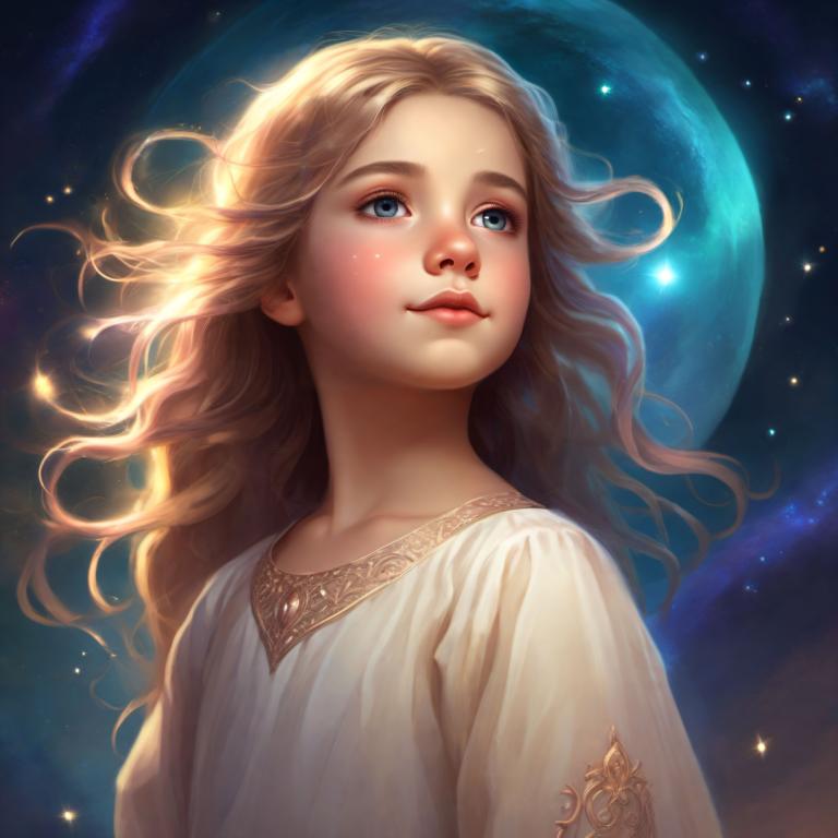 Fantasy Art,Fantasy Art, People, girl, 1girl, solo, long hair, blonde hair, blue eyes, lips, moon, star (sky)