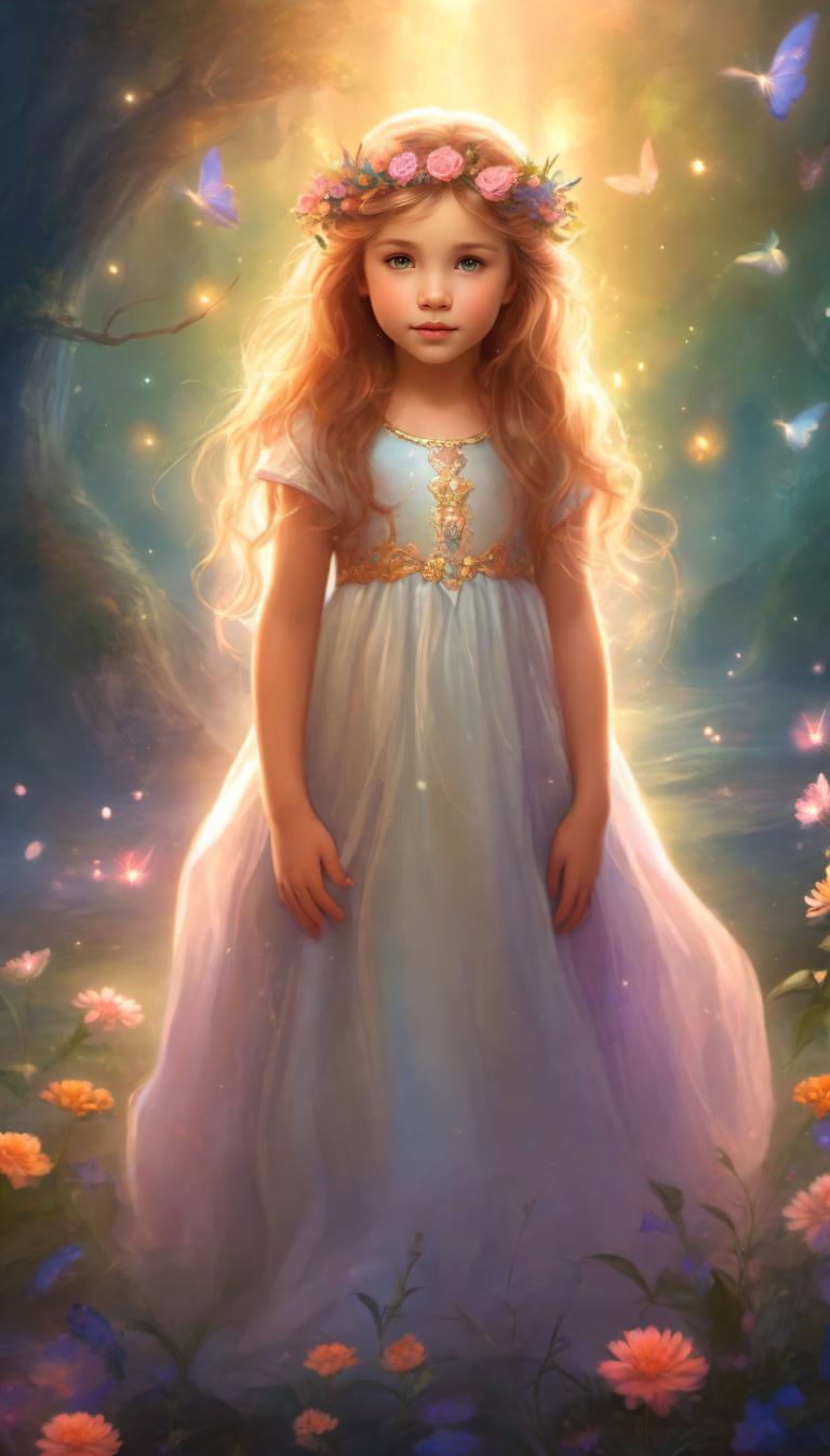 Arc Csere, Fantasy Art, Fantasy Art, People, girl, 1girl, butterfly, long hair, bug, solo, flower, dress, blonde hair, head wreath, nature, lips, looking at viewer, realistic, hair flower, short sleeves, white dress, hair ornament, tree, outdoors, forest, water, backlighting, standing, blue eyes