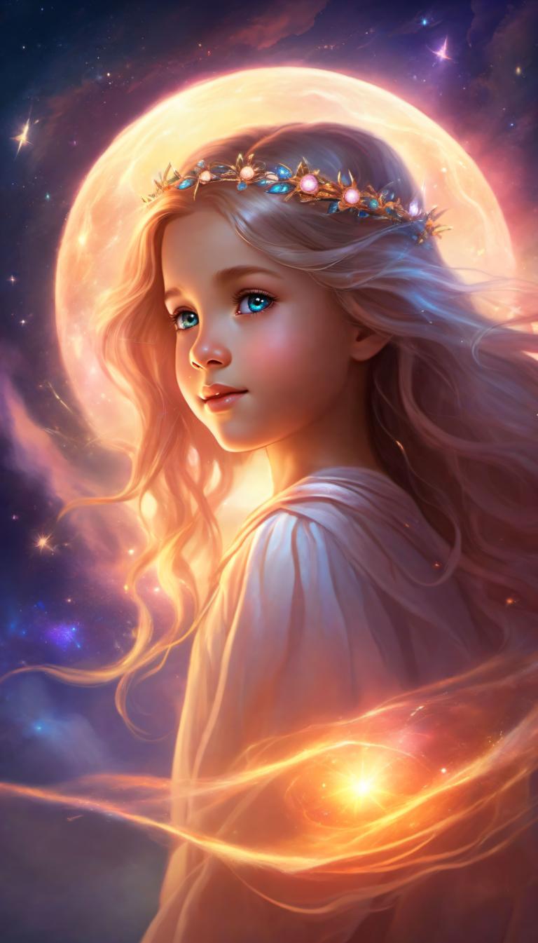 Fantasy Art,Fantasy Art, People, girl, 1girl, solo, moon, long hair, blue eyes, sky, star (sky), lips