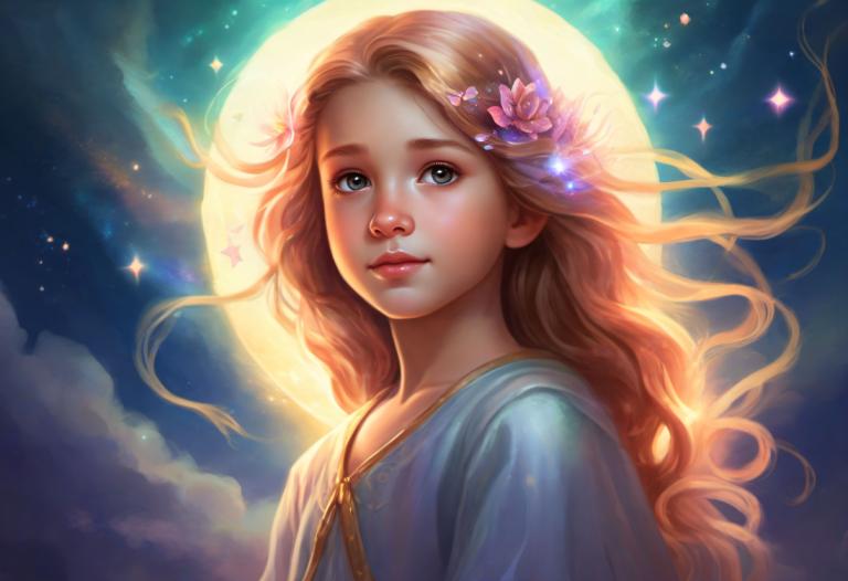 Arc Csere, Fantasy Art, Fantasy Art, People, girl, 1girl, solo, long hair, moon, hair ornament, flower, hair flower, sky, lips, blonde hair, realistic, full moon, night, blue eyes, cloud, looking at viewer, nose, upper body, night sky, star (sky), sparkle