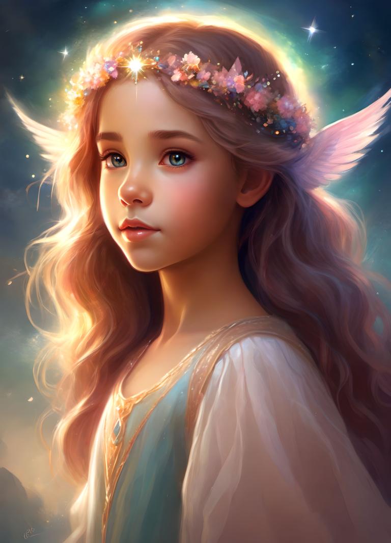 Fantasy Art,Fantasy Art, People, girl, 1girl, solo, long hair, head wreath, head wings, blue eyes, lips