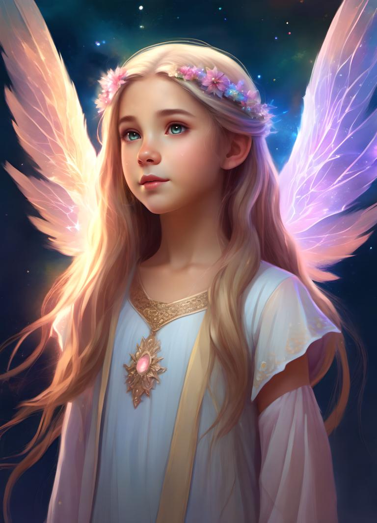 Fantasy Art,Fantasy Art, People, girl, 1girl, solo, long hair, blonde hair, wings, realistic, flower