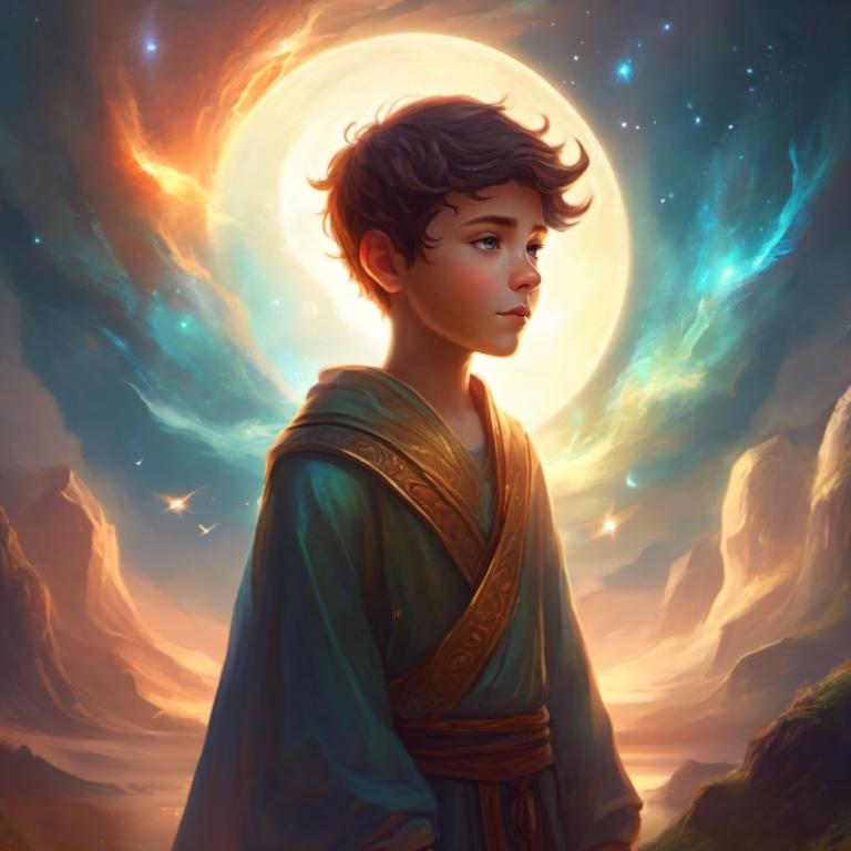 Fantasy Art,Fantasy Art, People, boy, solo, moon, sky, 1boy, short hair, star (sky), night, male focus