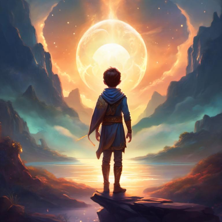 Fantasy Art,Fantasy Art, People, boy, solo, 1boy, from behind, male focus, moon, facing away, standing