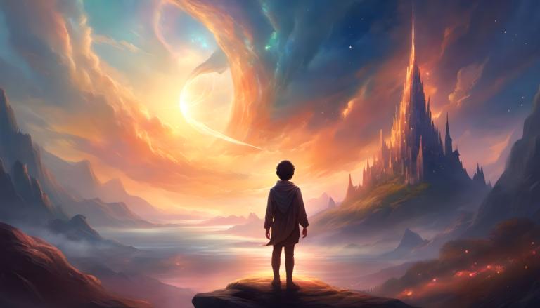 Fantasy Art,Fantasy Art, People, boy, solo, sky, cloud, 1boy, scenery, from behind, standing, male focus