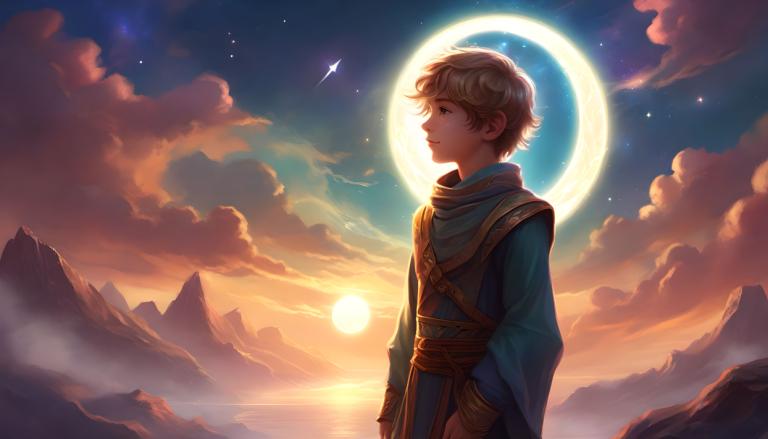 Fantasy Art,Fantasy Art, People, boy, 1boy, sky, male focus, solo, moon, cloud, star (sky), blonde hair